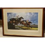 Signed Ltd Edition G Isom Horse Racing Print, no. 120/550, image 82cms x 46cms, framed and glazed