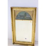 Early 19th century Gilt Framed Rectangular Mirror, the upper section with a panel depicting a House