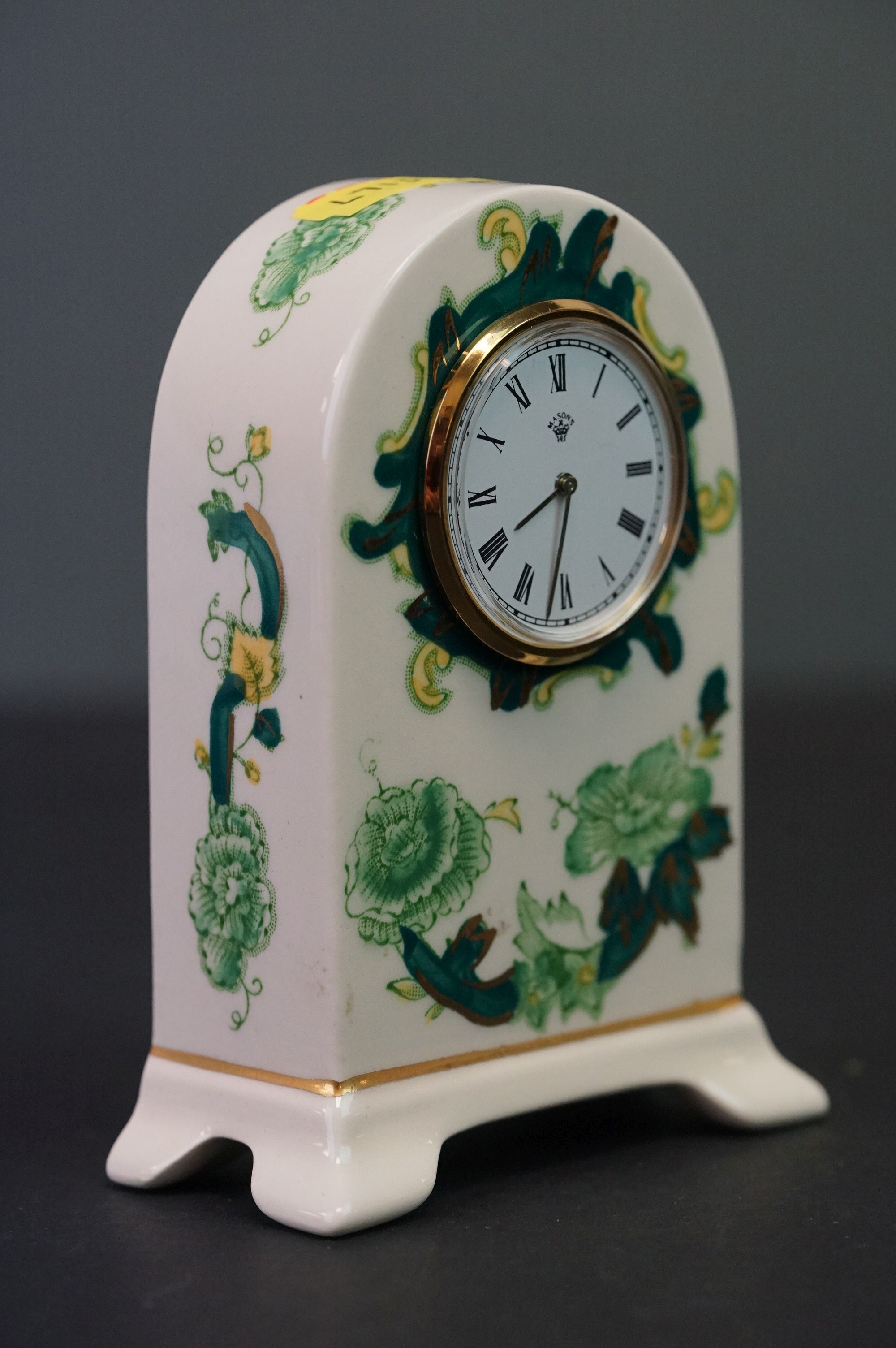 Mason's Ironstone Green Chartreuse pattern mantle clock - Image 2 of 5