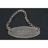 Silver 'Cassis' decanter label