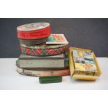 A small collection of advertising tins to include Huntley & Palmers together with a Childs puzzle