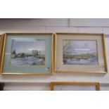 Rupert Horsley pair of contemporary watercolours rural river scenes titled View From Stratford