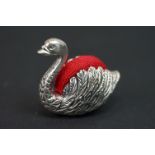 Silver pincushion in the form of a swan