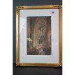 Alfred Bennett Bamford 1857 -1939 a gilt framed watercolour painting of the interior of