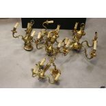 Matching set of Regency style Brass Light Fittings including Five Branch Central Light Fitting, 2