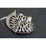 Silver and enamel zebra brooch/pendant