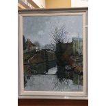 John Stops oil on board painting Widcombe Bridge Bath signed and titled verso, 74 x 60 cm.