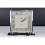 Art Deco ' Smiths Electric ' Square Chrome Clock, 16cms high