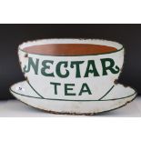 Enamel Advertising Sign ' Nectar Tea ' in the form of a Tea Cup, 53cms long