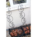Gardenalia - Pair of Ornate Powder Coated Wrought Iron Frames, a similar Pair of Hanging Baskets and