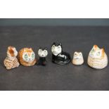 A collection of six Babbacombe pottery Philip Laureston cats.