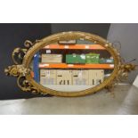 Regency Oval Giltwood and Gesso Framed Mirror (frame a/f), 135cms high