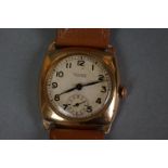 A fully hallmarked 9ct gold cased gents 'Visible' watch, sub second dial to 6pm.