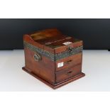 Hardwood Dressing Table / Jewellery Box, the hinged lid opening to a mirror with two drawers,