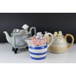 Three South West Ceramics Ltd novelty teapots to include Bread & Cheese, Television set and