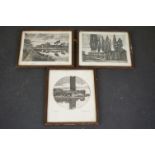 A Rossini three framed and glazed Engravings rural scenes signed and titled in pencil. 13 x 16 cm