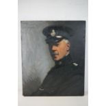 John St Helier Lander, an early 20th century portrait, oil on board, Leslie M Highman signed and