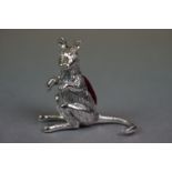 Silver plated kangaroo pincushion