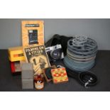 Quantity of 16mm film reels, accessories & a Halina 3000 camera