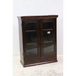 19th century Mahogany Small Display Cabinet with two glazed doors above to drawers with brass