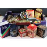 A collection of advertising tins to include confectionery and biscuits.