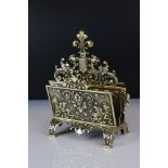 Victorian Brass Two Section Letter Rack with embossed and pierced decoration including mythical