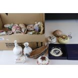Box of collectables to include trinket boxes, Wade, Royal Albert Old Country Roses, shells,