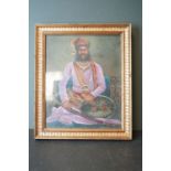 Gilt framed oil painting, a portrait of a Maharaja