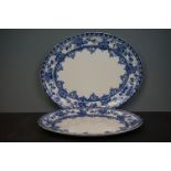 Two Early 20th century ' Watford ' Blue and White Graduating Meat Plates, largest 45cms long