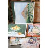 A group of twelve Contemporary paintings to include still life, landscape, a similar print etc