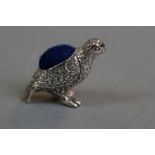 Silver bird pincushion, stamped 925