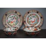 Two Republic of China Famille Rose Plates, 26cms diameter together with Two Japanese Imari Scallop