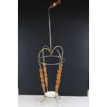 Retro Mid 20th century Metal and Wooden Umbrella / Stick stand, 83cms high
