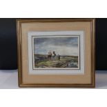 John Kesley (19th Century) Figures on horseback on a moor Watercolour 15.5 x 22.5cm