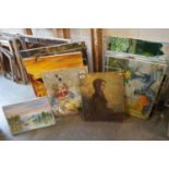 Quantity of oil paintings on canvas, to include portraits, still life, seascapes etc