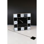 Black and White Stained Glass Effect Wall Clock with Pendulum (battery operated), 26cms high