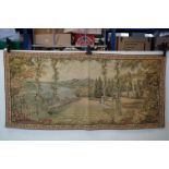 Wall hanging tapestry of a palace in a rural setting, approx. 160cm x 75cm