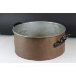 Large Copper Cooking Pot with twin iron handles, 37cms diameter