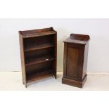 Mid 20th century Oak Bookcase, 56cms wide x 89cms high together with a Victorian Pot Cupboard, 35cms