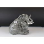 Sitting elephant with calf, possibly Beswick