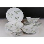 Early 20th century Continental Part Dinner Service decorated with a Green Floral Pattern, marked