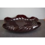 Mid 20th century Studio Pottery Ruby Red Glass Centre Bowl of shaped and fluted form, 40cms long