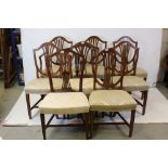 Set of six Hepplewhite style dining chairs, late 19th century, including a pair of carvers, mahogany