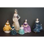 Five Royal Doulton Figurines - ' Fragrance ', ' Cherie ', ' Coralie ', ' Charlotte ' and ' Bunny