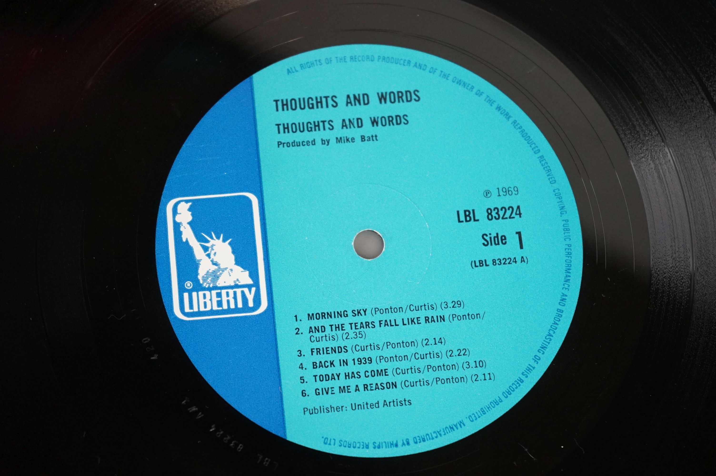 Vinyl - Thoughts and Words self titled LP on Liberty LBL83224E blue Liberty label, sleeve and - Image 5 of 6