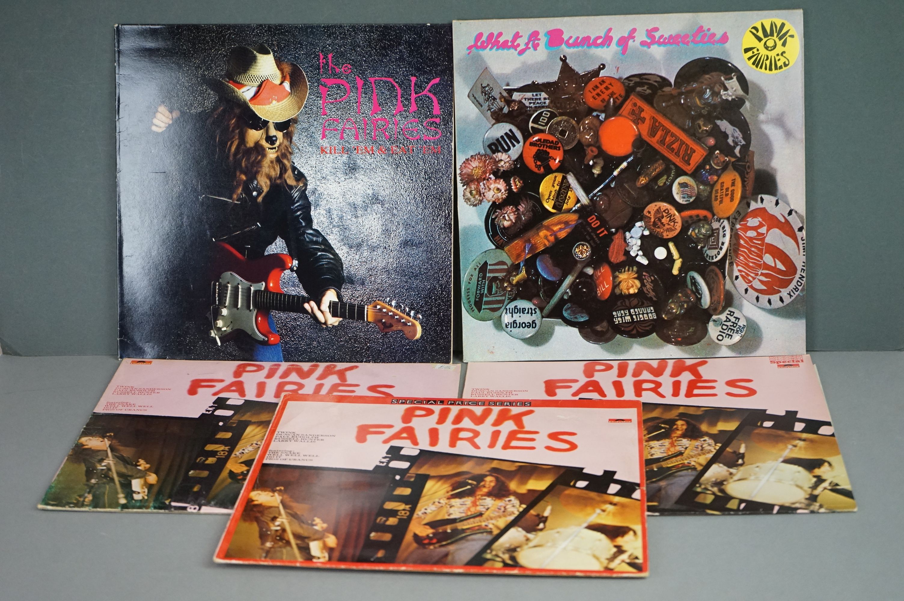 Vinyl - Five The Pink Fairies vinyl LP's to include Kill 'Em And Eat 'Em (Demon Records FIEND