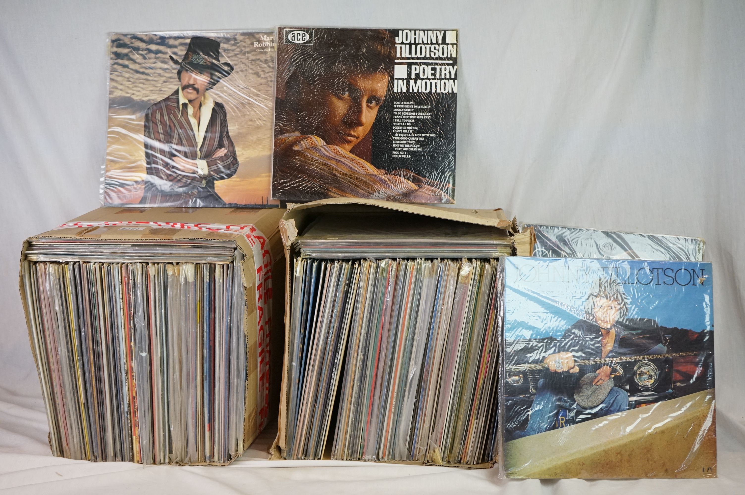 Vinyl - Around 200 LPs spanning the decades and genres, sleeves and vinyl vg+ overall (two boxes)