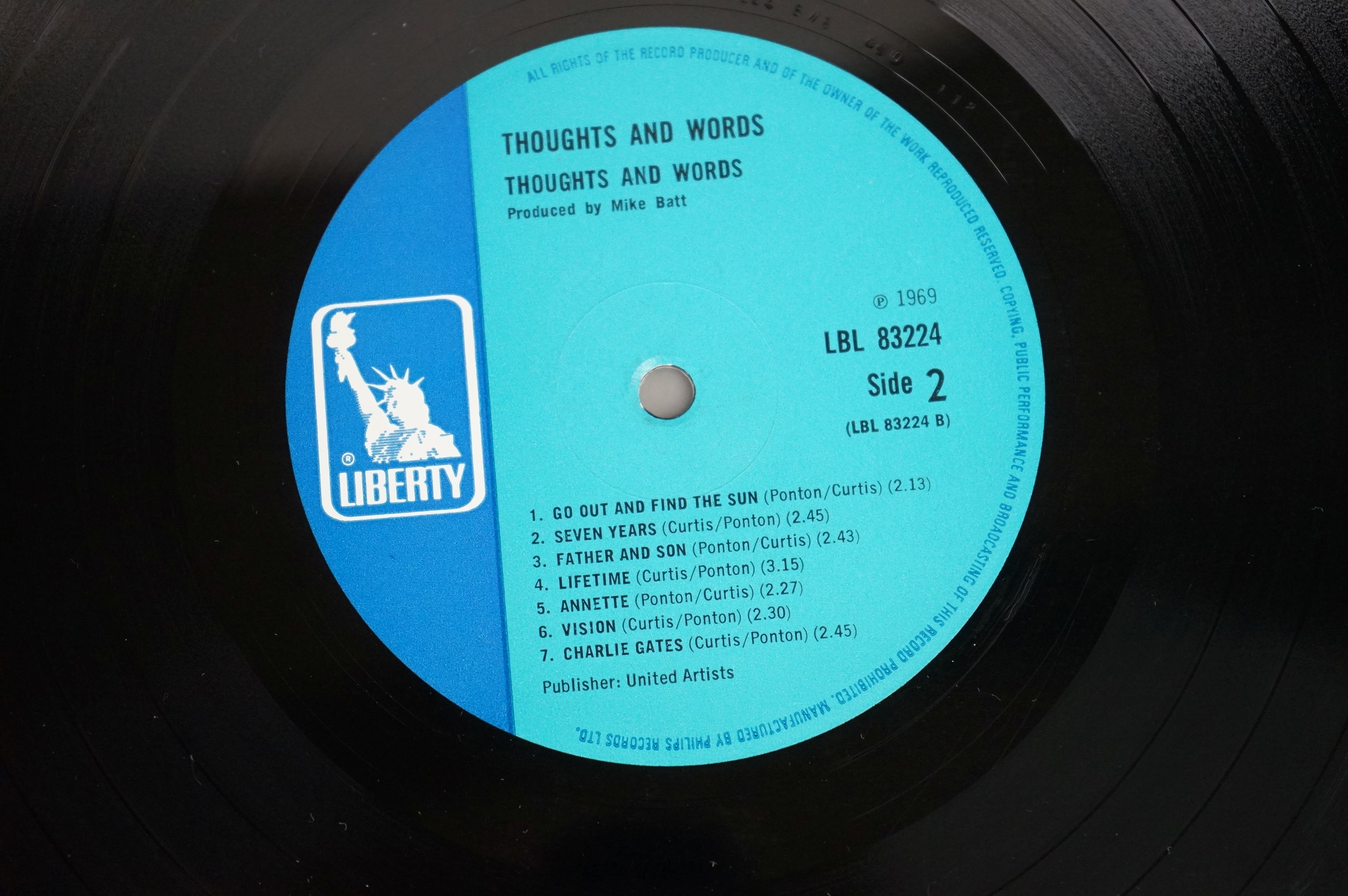 Vinyl - Thoughts and Words self titled LP on Liberty LBL83224E blue Liberty label, sleeve and - Image 4 of 6