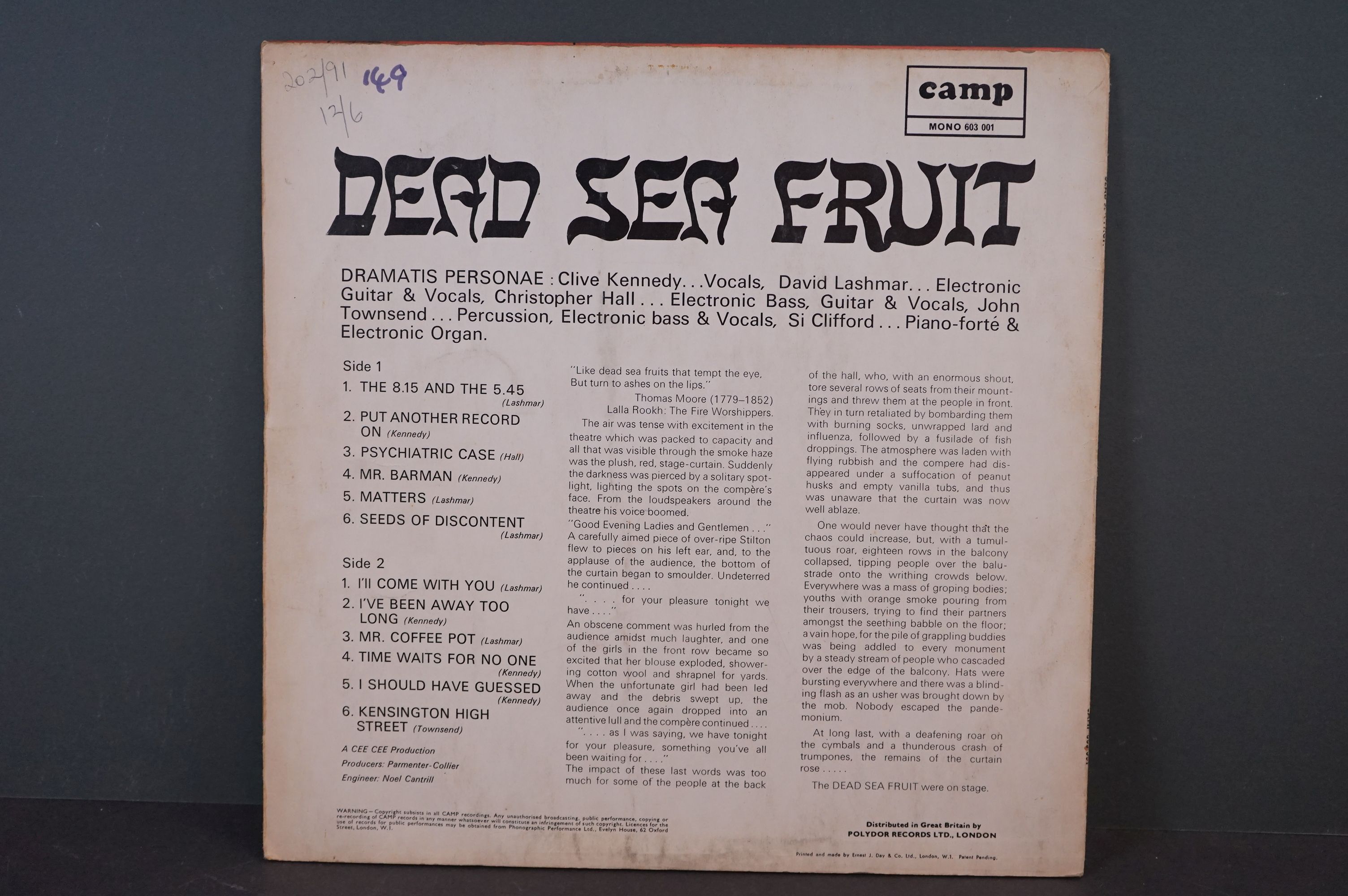Vinyl - Psych - Dead Sea Fruit - Dead Sea Fruit (1967, Camp Records, Mono), sleeve is vg+ with minor - Image 5 of 5