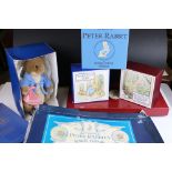 A group of Beatrix Potter collectables to include limited edition Eden plush Peter Rabbit together
